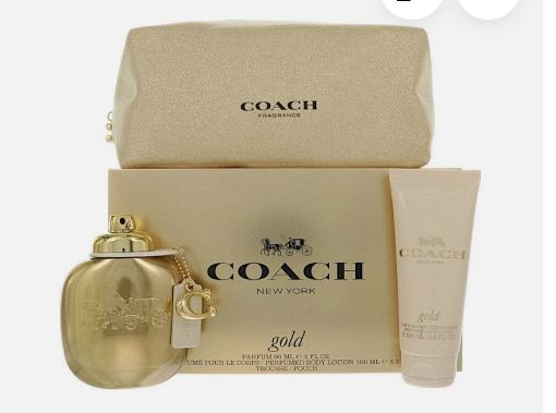 Coach Gold Set 3.0oz Edp + 3.4oz Lotion + Pouch