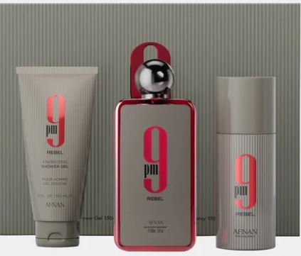 Afnan 9PM Rebel 3.4oz EDP + Gel + Deo Set