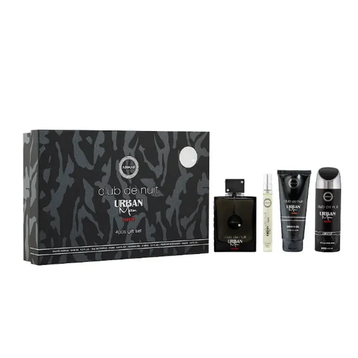 Club de Nuit Urban Elixir 3.4oz Edp+3.4oz Gel+1 oz Bdy Spry+1 0.3 Mini By Armaf