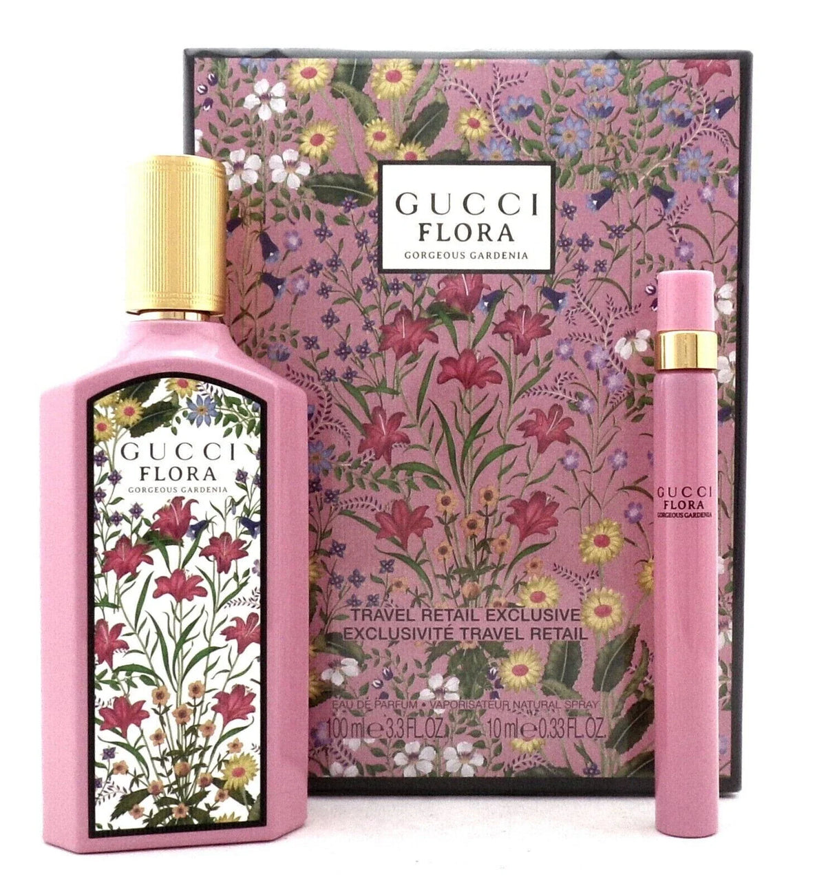 Gucci Flora Gorgeous Gardenia 3.4oz Edp + 10ml Mini