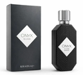 Khadlaj Onyx Silver black perfume bottle with silver cap beside matching black box