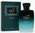 Hawas Malibu 3.4 oz Eau de Parfum by Rasasi with gradient bottle and presentation box