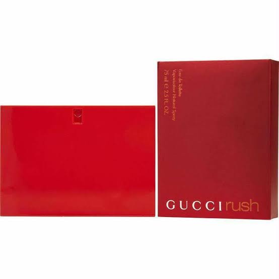 Gucci Rush Eau De Toilette red bottle and box