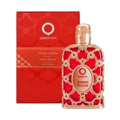 Orientica Amber Rouge Luxury Collection Eau De Parfum bottle and box