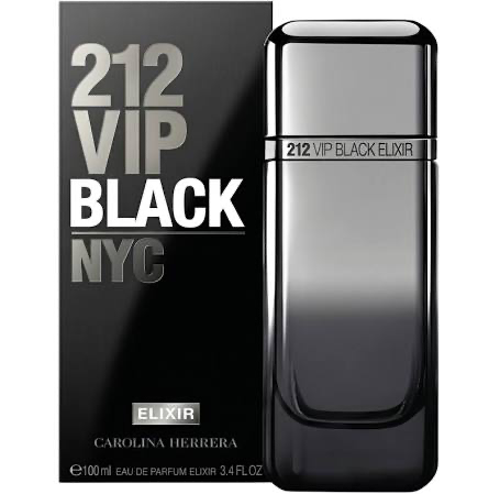 Carolina Herrera 212 VIP Black Elixir Eau de Parfum 3.4 oz bottle and box