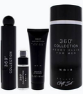 Perry Ellis 360 Black for Men three-piece fragrance gift set in black can packaging