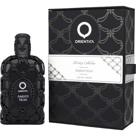 Orientica Amber Noir 2.7oz Eau De Parfum bottle and box