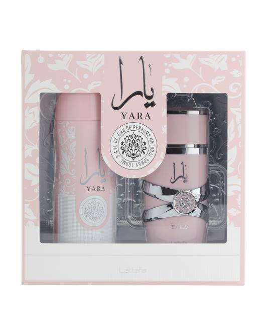 Lattafa Yara 3.4 oz Eau de Parfum and 200 ml perfumed body spray gift set