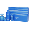 Perry Ellis Aqua men's gift set with blue packaging and fragrance products