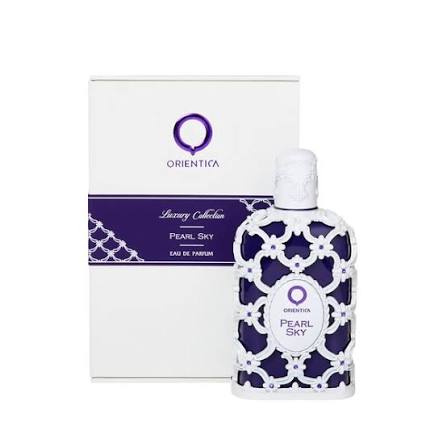 Orientica Pearl Sky 2.7oz Eau De Parfum bottle and box