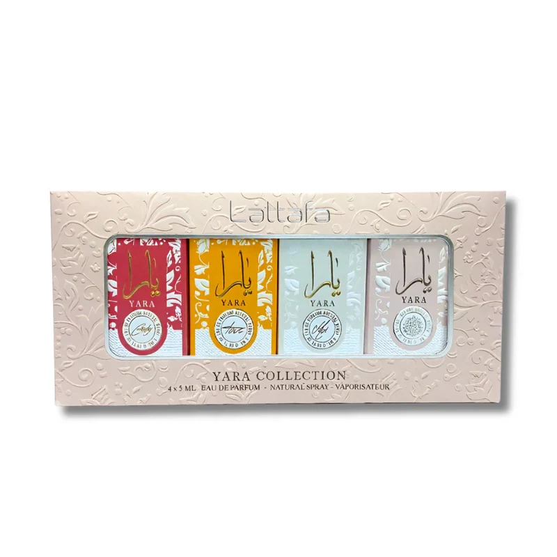 Lattafa Yara Collection gift box with four 5 ml Eau de Parfum mini sprays