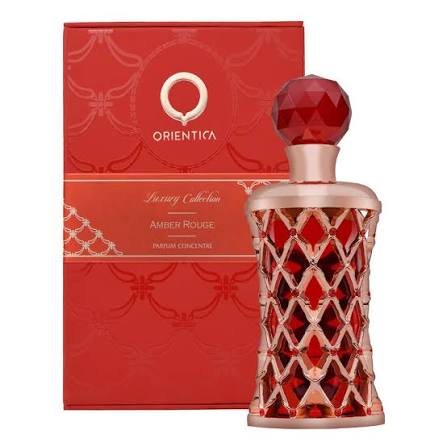 Orientica Amber Rouge Parfum Concentre oil bottle and box