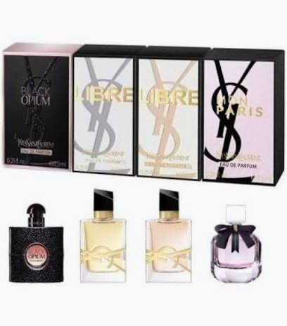 Yves Saint Laurent women's miniature fragrance collection with four 7.5 ml bottles and boxes