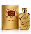 Hawas Lava Gold For Him 3.4 oz Eau de Parfum bottle and gold box by Rasasi