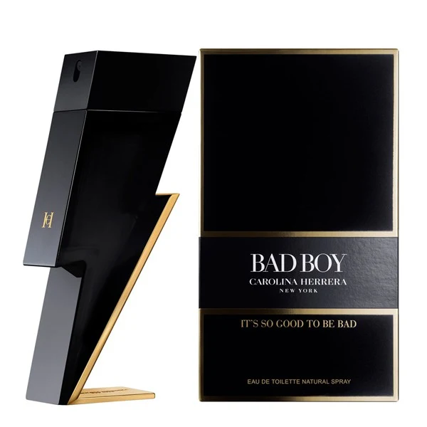 Carolina Herrera Bad Boy Eau de Toilette 5.1 oz black lightning-bolt bottle and box