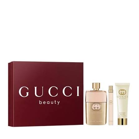 Gucci Guilty Pour Femme gift set with Eau de Parfum, mini, and body lotion