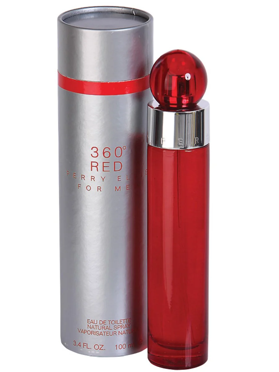 Perry Ellis 360 Red 3.4 oz Eau de Toilette bottle and container for men