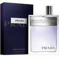 Prada Amber Pour Homme Eau de Toilette 3.4 oz bottle and dark blue box