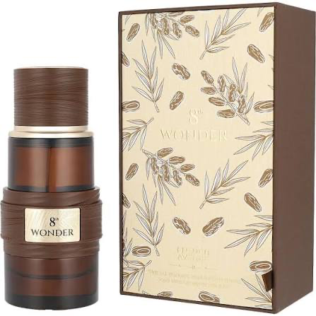 French Avenue 8th Wonder brown perfume bottle and patterned box