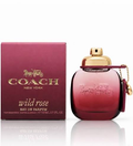 Coach Wild Rose pink perfume bottle and burgundy box
