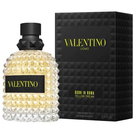 Valentino Uomo Born in Roma Yellow Dream Eau de Toilette bottle and black box