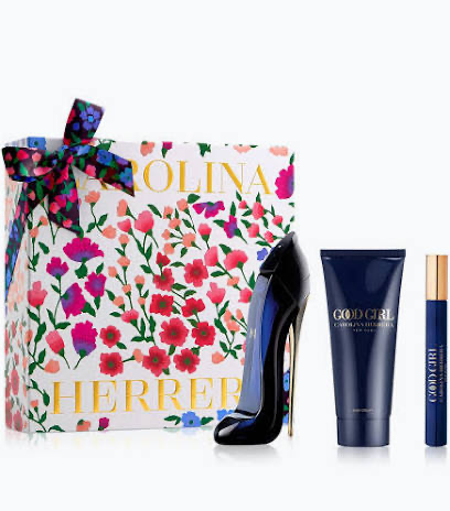 Carolina Herrera Good Girl gift set with EDP stiletto bottle, lotion, mini spray and floral gift box