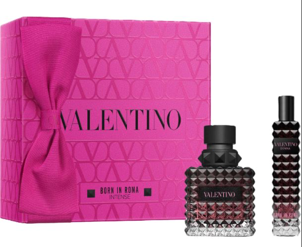 Valentino Donna Born in Roma Intense gift box, fragrance bottle and companion spray; listing specifies 1.7 oz and 0.15 mL