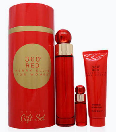 Perry Ellis 360 Red for Women three-piece fragrance gift set in a red canister