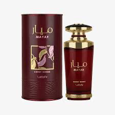 Lattafa Mayar Cherry Intense 3.4 oz Eau de Parfum bottle and packaging