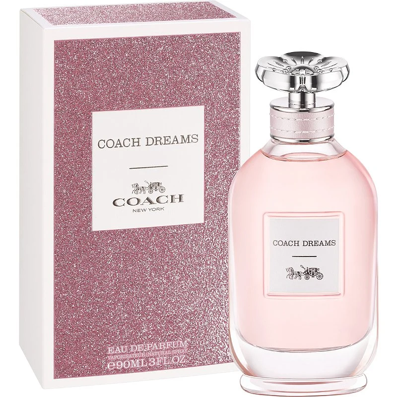 Coach Dreams pink perfume bottle and glittery pink box