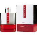 Prada Luna Rossa Sport Eau de Toilette 3.4 oz silver and red bottle with white and red box