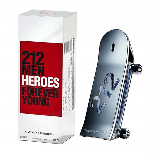 Carolina Herrera 212 Men Heroes Forever Young Eau de Toilette 3.0 oz skateboard bottle and box
