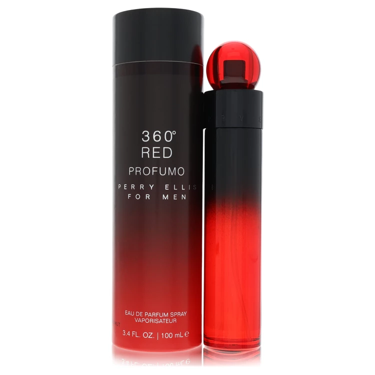 Perry Ellis 360 Red Profumo Eau de Parfum for Men, 3.4 oz, bottle and box