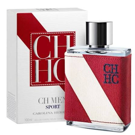Carolina Herrera CH Men Sport Eau de Toilette 3.4 oz red and white bottle and box