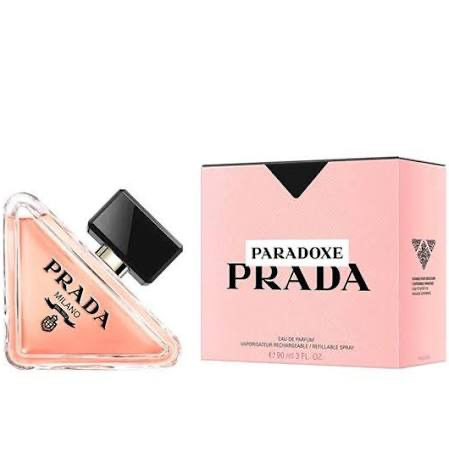 Prada Paradoxe Eau de Parfum refillable 3.0 oz triangular bottle and pink box