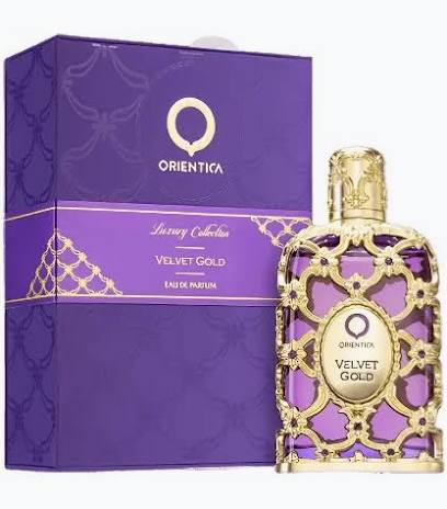 Orientica Velvet Gold Luxury Collection Eau De Parfum bottle and box