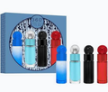 Perry Ellis 360 men's mini fragrance set with Red, Blue, Black, and Very Blue bottles