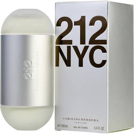 Carolina Herrera 212 Eau de Toilette for Women 3.4 oz silver bottle and box
