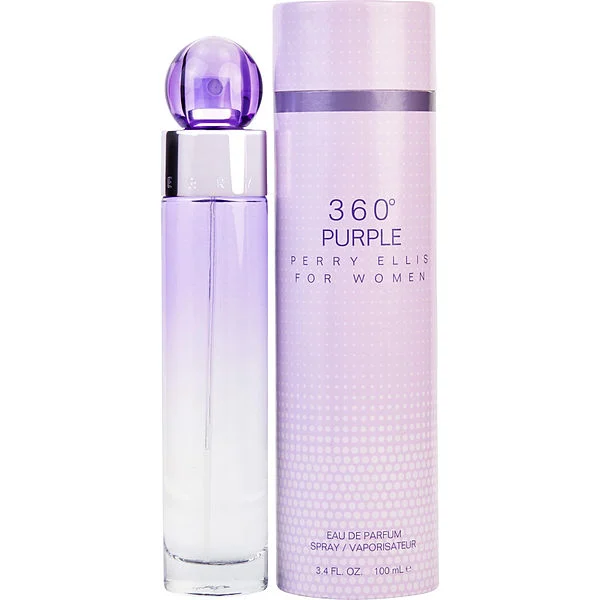 Perry Ellis 360 Purple for Women Eau de Parfum, 3.4 oz, bottle and box