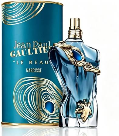 Jean Paul Gaultier Le Beau Narcisse perfume bottle and packaging